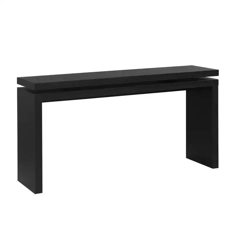 Mesa consola rústica de 60" - Mesa de entrada de madera retro con diseño de suspensión de doble tablero, mesa de sofá para sala de estar