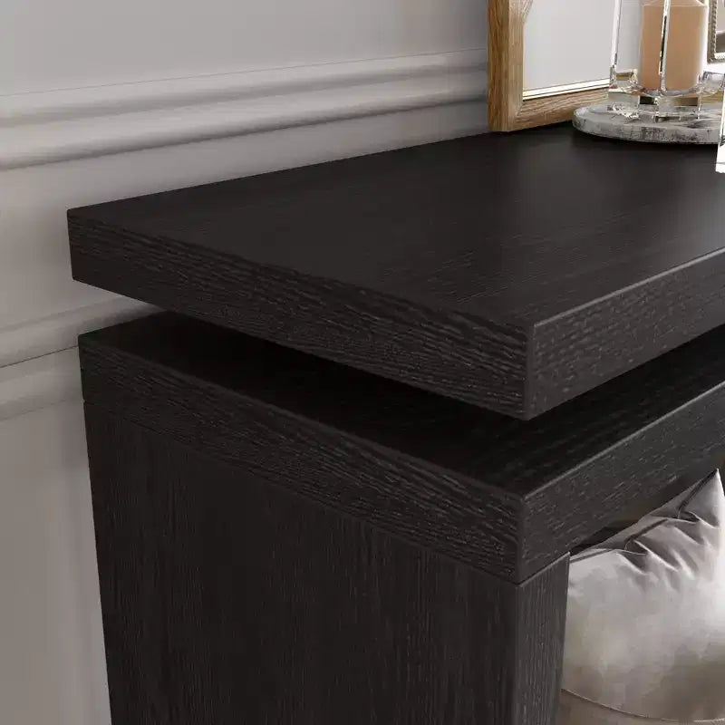 Mesa consola rústica de 60" - Mesa de entrada de madera retro con diseño de suspensión de doble tablero, mesa de sofá para sala de estar