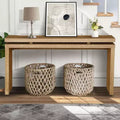 Clihome 60 Farmhouse Console Table - Retro Wooden Entryway Table with Double Board Suspension Design,Sofa Table for Living Room