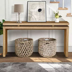 Clihome 60 Farmhouse Console Table - Retro Wooden Entryway Table with Double Board Suspension Design,Sofa Table for Living Room