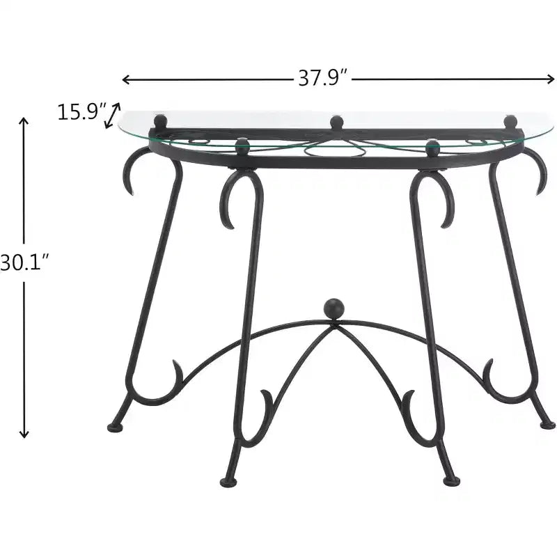 Mesa de Centro de Cristal Templado con Patas Metálicas, Mesa Auxiliar de Diseño Rústico, Mesa Consola Robusta para el Hogar, la Oficina y la Sala de Estar.