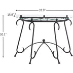 Mesa de Centro de Cristal Templado con Patas Metálicas, Mesa Auxiliar de Diseño Rústico, Mesa Consola Robusta para el Hogar, la Oficina y la Sala de Estar.