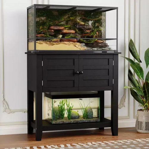 COZONY 20 to 29 Gallon Aquarium Stand with Power Outlet, Heavy Duty Fish Tank Cabinet with Storage Doors