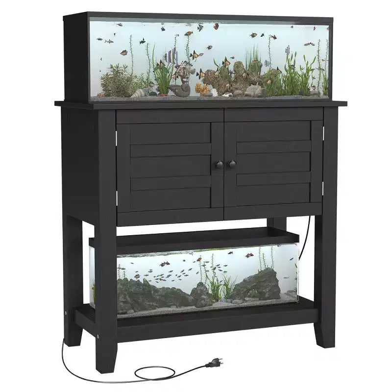 Mueble para acuario de 20-29 galones con toma de corriente y armario de almacenamiento incorporados, capacidad de 660 lb