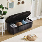 Otomana mullida de 49.2" con patas de metal, banco de piel sintética para pie de cama para sala de estar, banco de entrada redondo y ancho, capacidad de 275 libras