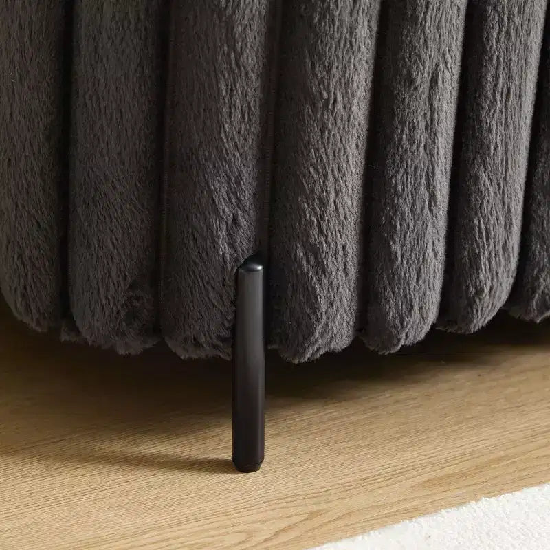 Otomana mullida de 49.2" con patas de metal, banco de piel sintética para pie de cama para sala de estar, banco de entrada redondo y ancho, capacidad de 275 libras