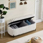 Otomana mullida de 49.2" con patas de metal, banco de piel sintética para pie de cama para sala de estar, banco de entrada redondo y ancho, capacidad de 275 libras