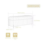 Otomana mullida de 49.2" con patas de metal, banco de piel sintética para pie de cama para sala de estar, banco de entrada redondo y ancho, capacidad de 275 libras