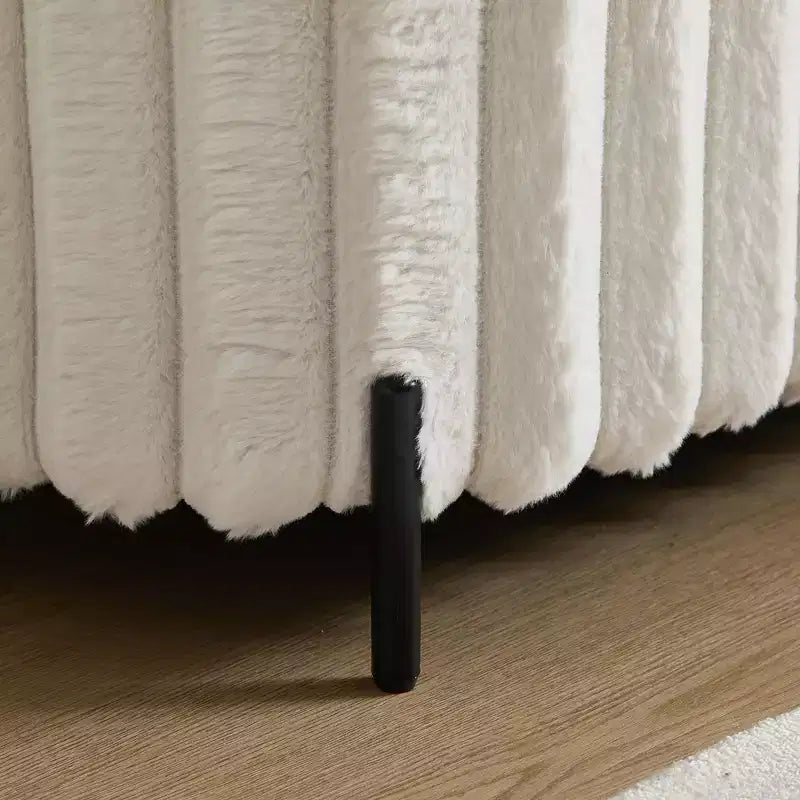 Otomana mullida de 49.2" con patas de metal, banco de piel sintética para pie de cama para sala de estar, banco de entrada redondo y ancho, capacidad de 275 libras