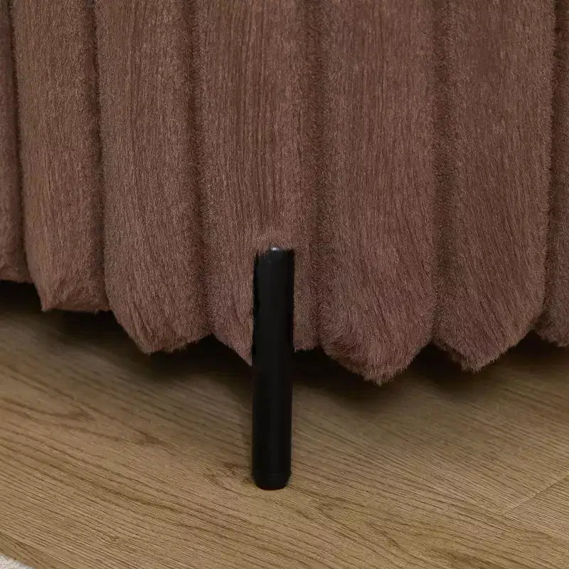 Otomana mullida de 49.2" con patas de metal, banco de piel sintética para pie de cama para sala de estar, banco de entrada redondo y ancho, capacidad de 275 libras