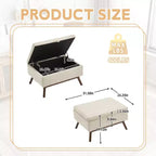 23.2 Otomana de Almacenamiento de Mediados de Siglo para Sala de Estar y Dormitorio, Taburete Versátil, Otomana/Mesa de Centro Suave de Lino, Capacidad 181 kg