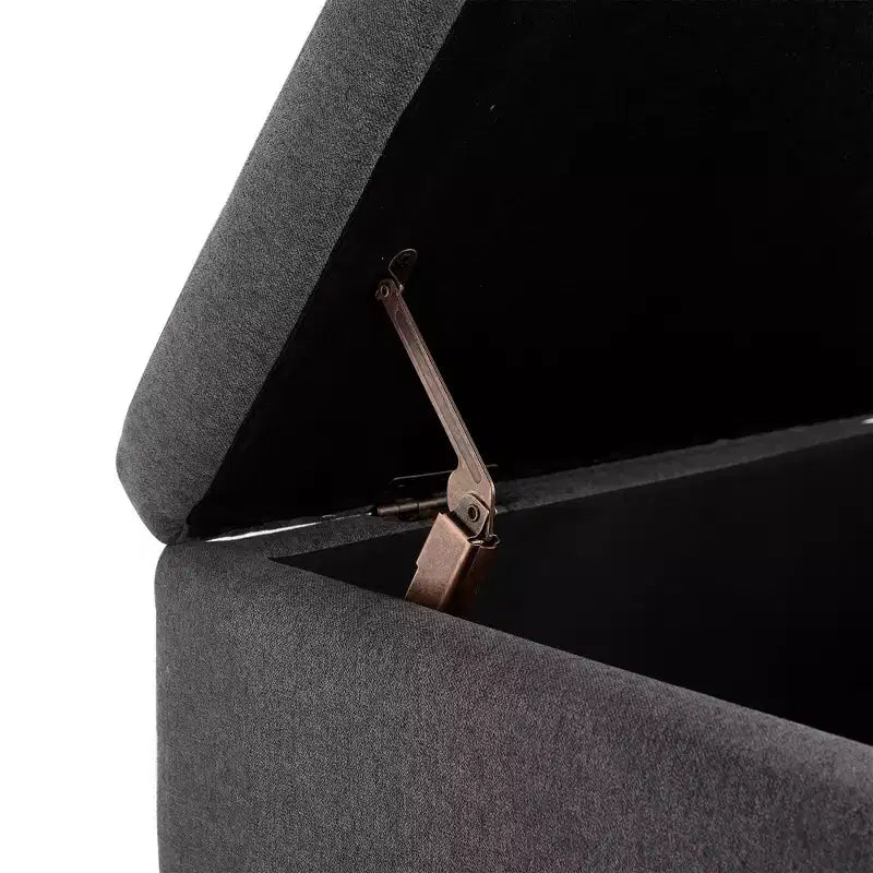 23.2 Otomana de Almacenamiento de Mediados de Siglo para Sala de Estar y Dormitorio, Taburete Versátil, Otomana/Mesa de Centro Suave de Lino, Capacidad 181 kg