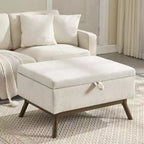 TUYOHW 23.2 Mid-Century Storage Ottoman for Living Room & Bedroom,Versatile Footstool,Soft Linen Coffee Table Ottoman,400lbs Capacity