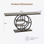 Mesa consola de entrada de 55 pulgadas, mesa de sofá estrecha industrial larga con marco de metal en forma de O, mesa para detrás del sofá para sala de estar, pasillo o entrada