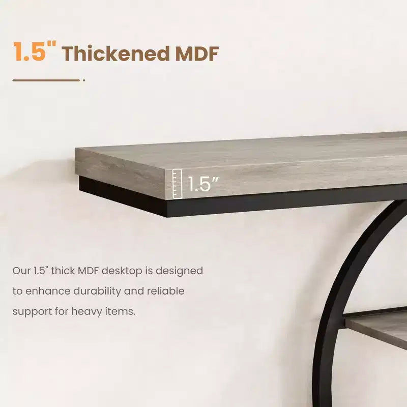 Mesa consola de entrada de 55 pulgadas, mesa de sofá estrecha industrial larga con marco de metal en forma de O, mesa para detrás del sofá para sala de estar, pasillo o entrada