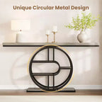 Mesa consola de entrada de 55 pulgadas, mesa de sofá estrecha industrial larga con marco de metal en forma de O, mesa para detrás del sofá para sala de estar, pasillo o entrada