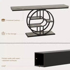 Mesa consola de entrada de 55 pulgadas, mesa de sofá estrecha industrial larga con marco de metal en forma de O, mesa para detrás del sofá para sala de estar, pasillo o entrada
