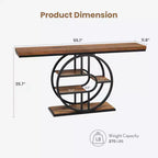 Mesa consola de entrada de 55 pulgadas, mesa de sofá estrecha industrial larga con marco de metal en forma de O, mesa para detrás del sofá para sala de estar, pasillo o entrada