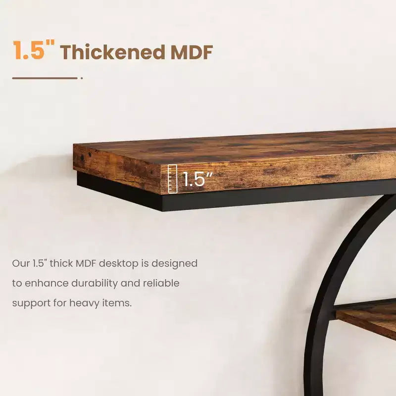 Mesa consola de entrada de 55 pulgadas, mesa de sofá estrecha industrial larga con marco de metal en forma de O, mesa para detrás del sofá para sala de estar, pasillo o entrada