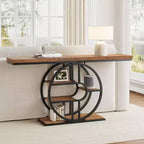 Mesa consola de entrada de 55 pulgadas, mesa de sofá estrecha industrial larga con marco de metal en forma de O, mesa para detrás del sofá para sala de estar, pasillo o entrada