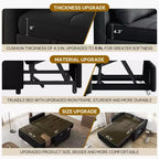 Sofá cama futón de tela 3 en 1 con respaldo reclinable y bolsa de almacenamiento lateral para espacios pequeños
