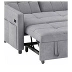 Sofá cama futón de tela 3 en 1 con respaldo reclinable y bolsa de almacenamiento lateral para espacios pequeños
