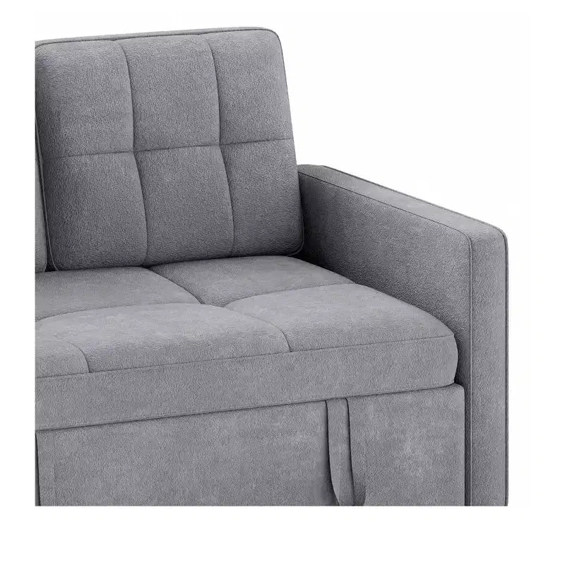 Sofá cama futón de tela 3 en 1 con respaldo reclinable y bolsa de almacenamiento lateral para espacios pequeños