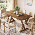 Lantine Solid Wood Dining Table for 4-6 People, 63 Inches Farmhouse Rectangular Kitchen Dinner Table for Living Room, Dining Room