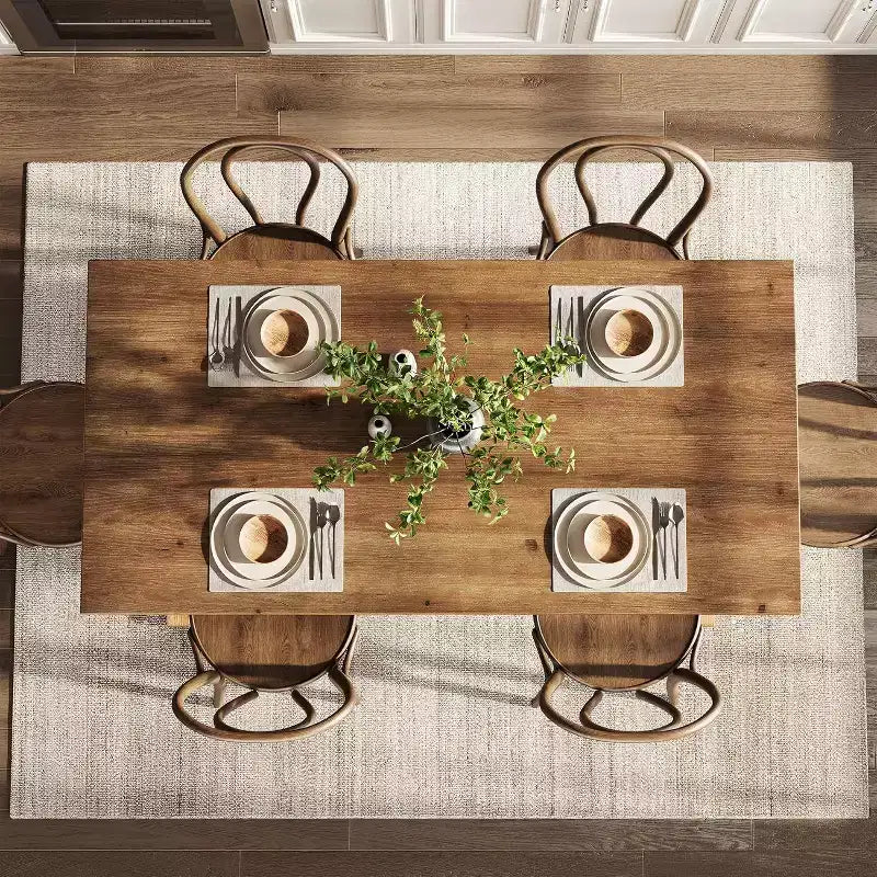 Mesa de comedor de madera maciza para 4-6 personas, 160 cm con patas en forma de X