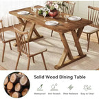 Mesa de comedor de madera maciza para 4-6 personas, 160 cm con patas en forma de X