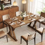 Mesa de comedor de madera maciza para 4-6 personas, 160 cm con patas en forma de X