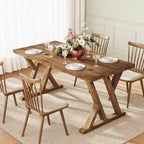 Mesa de comedor de madera maciza para 4-6 personas, 160 cm con patas en forma de X
