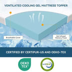 Cubrecolchón de espuma viscoelástica con gel refrigerante de 7,6 cm y funda de Tencel, con certificación CertiPUR-US