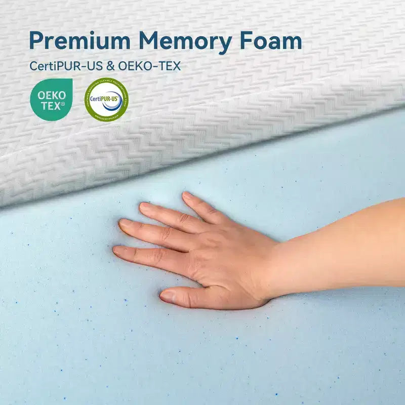 Cubrecolchón de espuma viscoelástica con gel refrigerante de 7,6 cm y funda de Tencel, con certificación CertiPUR-US