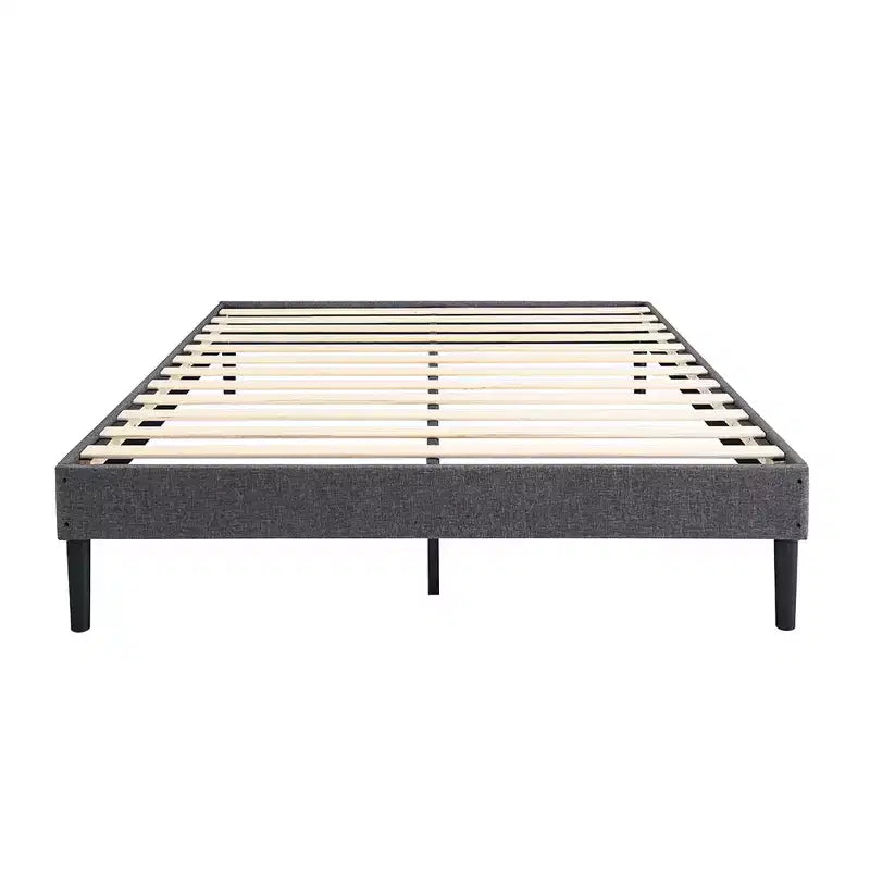 Base de cama tamaño King con plataforma y soporte de listones de madera