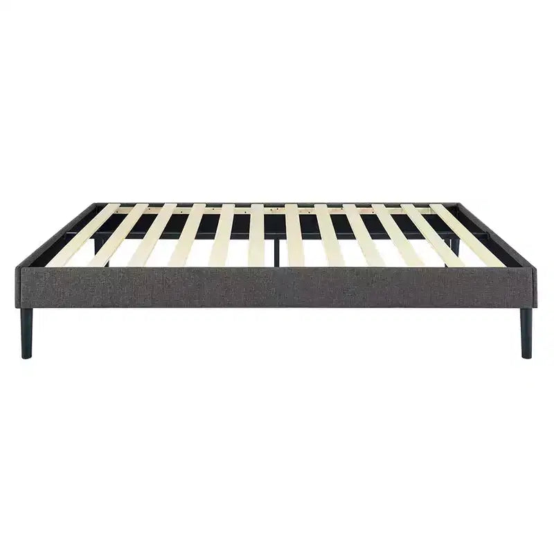 Base de cama tamaño King con plataforma y soporte de listones de madera