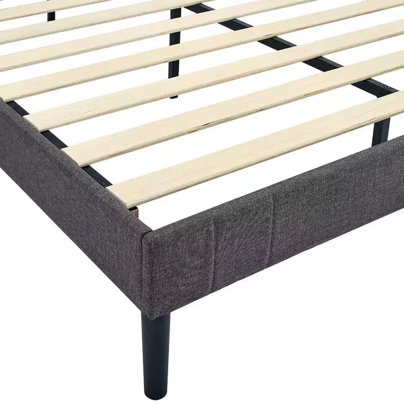 Base de cama tamaño King con plataforma y soporte de listones de madera