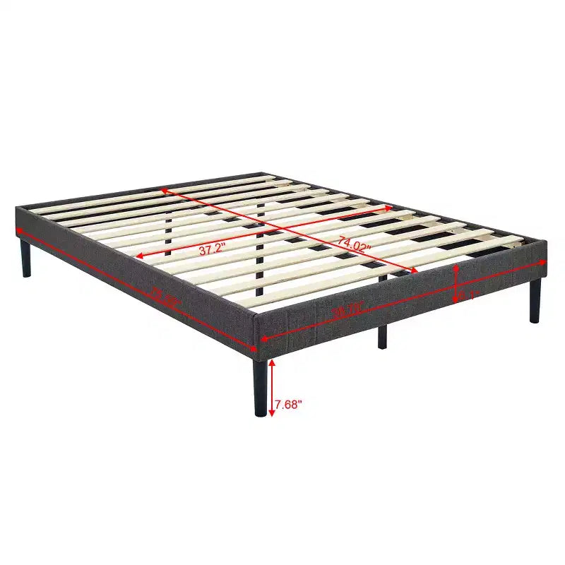 Base de cama tamaño King con plataforma y soporte de listones de madera