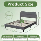 Base de cama Queen con plataforma, cabecero tapizado de tela de bouclé tipo osito, forma de nube/malvavisco, sin ruido, no necesita somier, con resistentes listones de madera