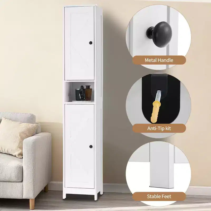 Mueble de almacenamiento alto y estrecho de 66.9 pulgadas para baño, organizador independiente con estantes ajustables, diseño resistente al agua para baño, cocina, pasillo