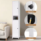 Mueble de almacenamiento alto y estrecho de 66.9 pulgadas para baño, organizador independiente con estantes ajustables, diseño resistente al agua para baño, cocina, pasillo