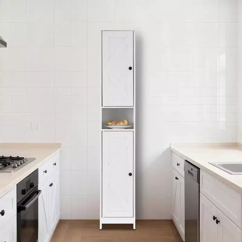 Mueble de almacenamiento alto y estrecho de 66.9 pulgadas para baño, organizador independiente con estantes ajustables, diseño resistente al agua para baño, cocina, pasillo