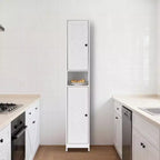 Mueble de almacenamiento alto y estrecho de 66.9 pulgadas para baño, organizador independiente con estantes ajustables, diseño resistente al agua para baño, cocina, pasillo