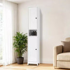 Mueble de almacenamiento alto y estrecho de 66.9 pulgadas para baño, organizador independiente con estantes ajustables, diseño resistente al agua para baño, cocina, pasillo