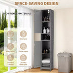 Mueble de almacenamiento alto y estrecho de 66.9 pulgadas para baño, organizador independiente con estantes ajustables, diseño resistente al agua para baño, cocina, pasillo