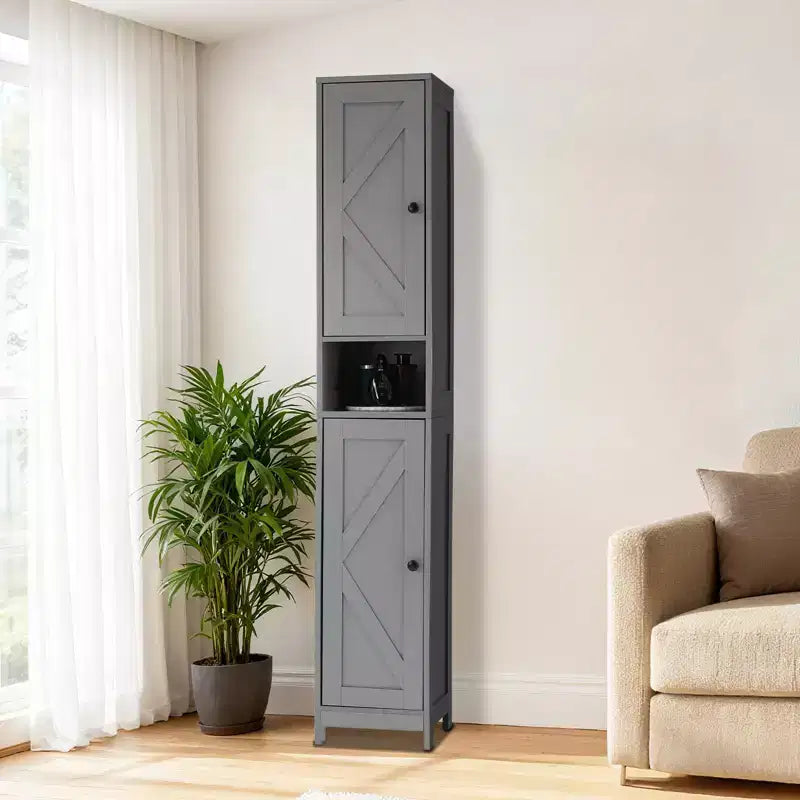 Mueble de almacenamiento alto y estrecho de 66.9 pulgadas para baño, organizador independiente con estantes ajustables, diseño resistente al agua para baño, cocina, pasillo