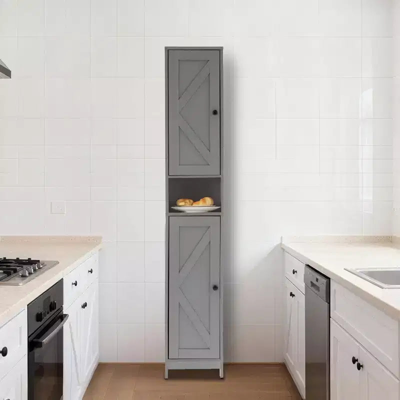 Mueble de almacenamiento alto y estrecho de 66.9 pulgadas para baño, organizador independiente con estantes ajustables, diseño resistente al agua para baño, cocina, pasillo
