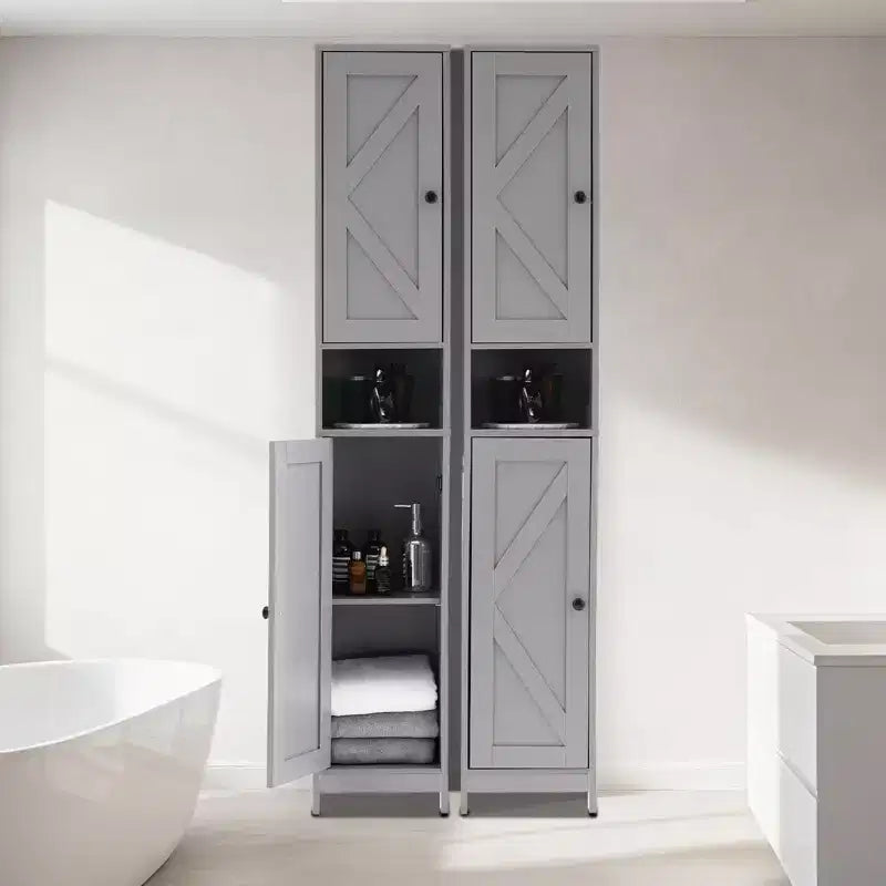 66.9 Inch Tall Narrow Bathroom Storage Cabinet, Freestanding Organizer with Adjustable Shelves, Water Resistant Design for Bathroom, Kitchen, Hallway