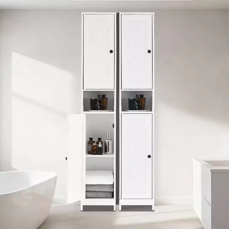 Mueble de almacenamiento alto y estrecho de 66.9 pulgadas para baño, organizador independiente con estantes ajustables, diseño resistente al agua para baño, cocina, pasillo