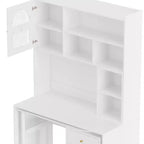 Escritorio de computadora, escritorio de oficina, escritorio de juegos, escritorio de escritura y escritorio de trabajo con superficie giratoria de 90 grados, cajón, estantes y armarios